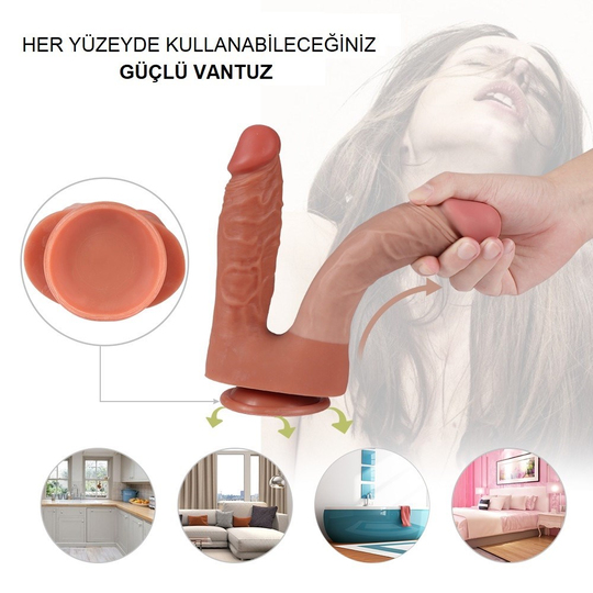 Realistik PenislerLilituShopİki Uçlu Vantuzlu Belden Bağlamalı Yeni Nesil Realistik Çatal Dildo Penis