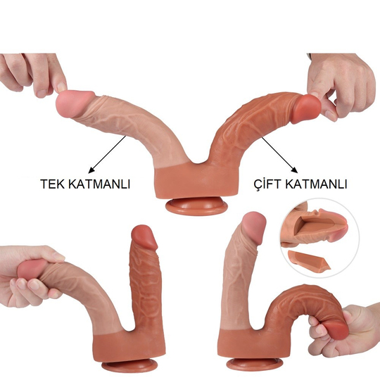  Realistik Titreşimsiz PenisLilituShopİki Uçlu Vantuzlu Yeni Nesil Realistik Çatal Dildo Penis