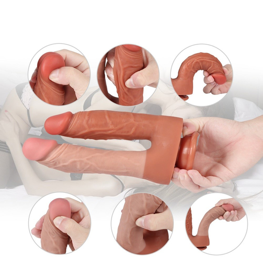  Realistik Titreşimsiz PenisLilituShopİki Uçlu Vantuzlu Yeni Nesil Realistik Çatal Dildo Penis