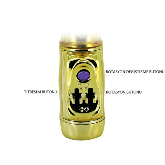 Modern VibratörlerLilituShopOynar Başlı Klitoris Uyarıcılı Altın Renkli Teknolojik Tavşan Vibratör Penis