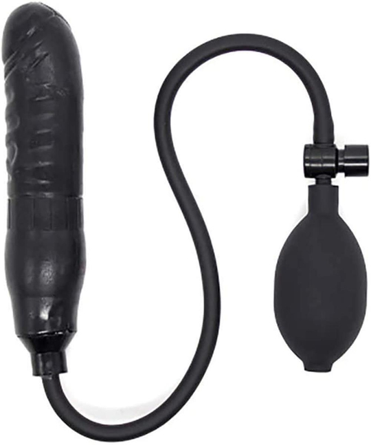 Anal Fantezi ÜrünleriLilituShopŞişebilen Pompalı Damarlı Anal Plug Siyah