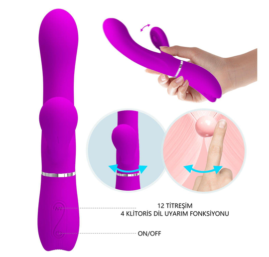 Vibratör ÇeşitleriLilitu ShopUSB Şarjlı 12 Titreşim ve Klitoris Dil Uyarım Fonksiyonlu Teknolojik Vibratör