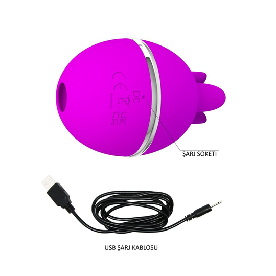 Vibratör ÇeşitleriLİLİTU SHOPUSB Şarjlı 3 Emme ve Dil Uyarım Fonksiyonlu Teknolojik Yumurta Vibratör - Gemini Ball