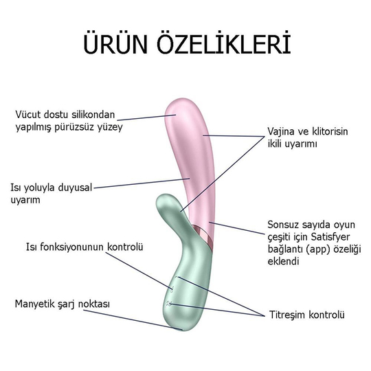 Vibratör ÇeşitleriLilituShopUsb Şarjlı Telefondan Kumandalı Isıtmalı Klitoris Uyarıcılı Teknolojik Vibratör