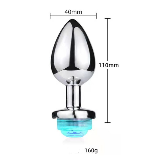 Anal TıkaçLilituShopUzaktan Kumandalı Led Işıklı Büyük Boy Çelik Anal Plug