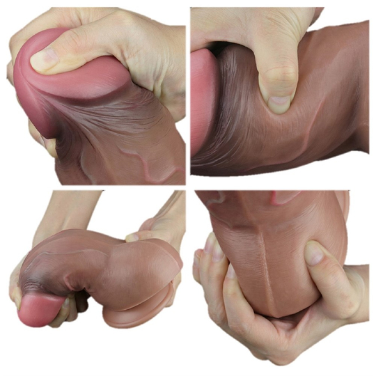  Realistik Titreşimsiz PenisLilituShopYeni Nesil Çift Katmanlı 18,2 cm Realistik Kalın Dildo Penis