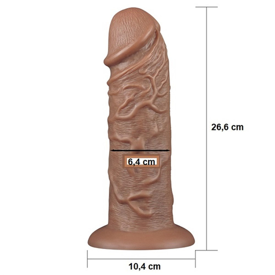  Realistik Titreşimsiz PenisLilituShopYeni Nesil Çift Katmanlı 26,6 cm Realistik Kalın Dildo Melez Penis