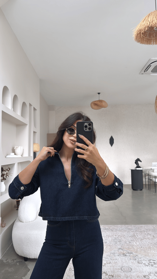 Koyu Lacivert Jean Sweat