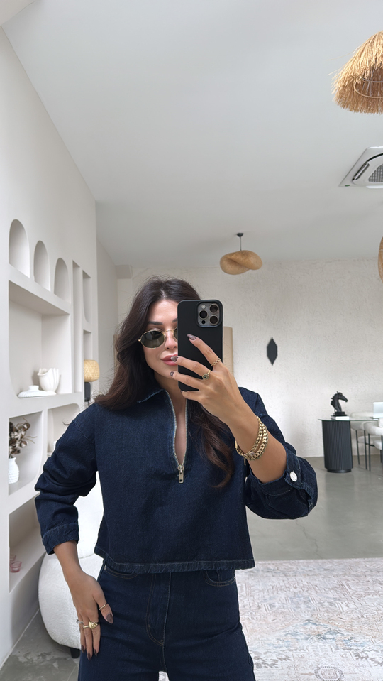 Koyu Lacivert Jean Sweat