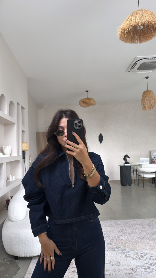Koyu Lacivert Jean Sweat