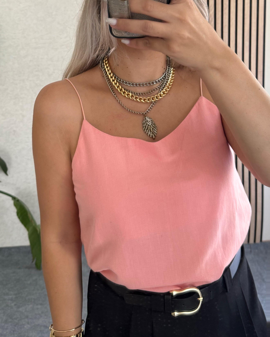 Somon Lastik Askılı Pamuklu Bluz