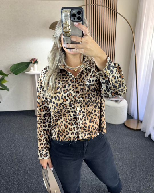 Leopar desenli Nubuk premium kalite önden cepli ince ceket