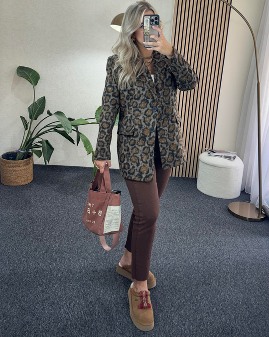Premium Kalite Leopar Kaşe Ceket