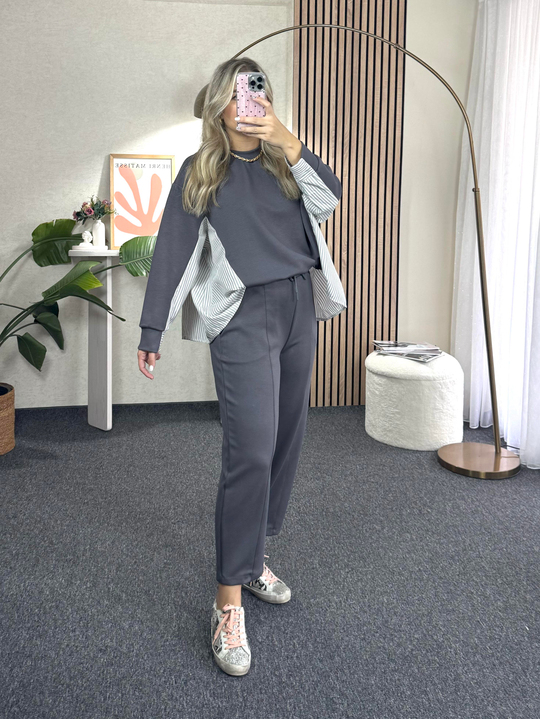 Füme Garnili Oversize Takım