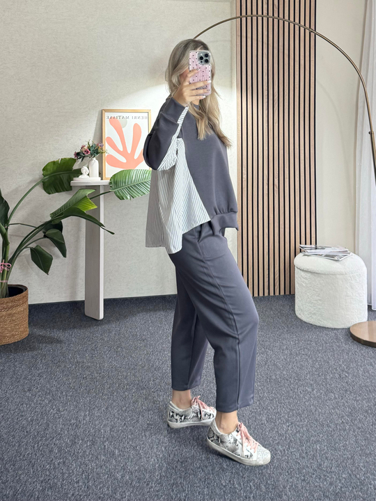Füme Garnili Oversize Takım