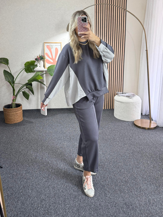 Füme Garnili Oversize Takım