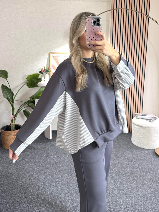 Füme Garnili Oversize Takım