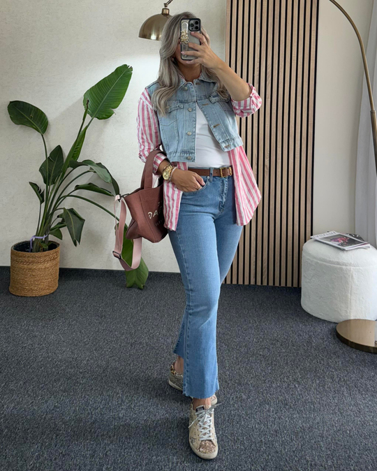 Crop Model Açık Mavi Kot Yelek