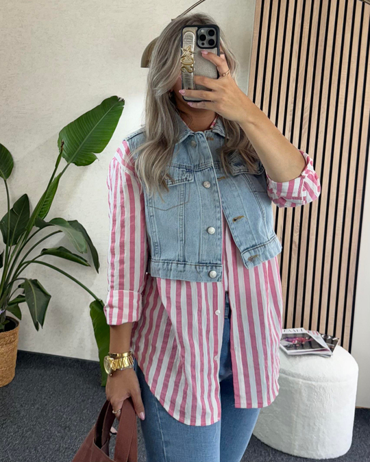 Crop Model Açık Mavi Kot Yelek