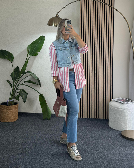 Crop Model Açık Mavi Kot Yelek