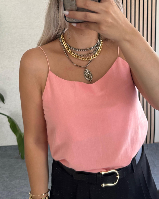 BLUZ /BODYSomon Lastik Askılı Pamuklu Bluz