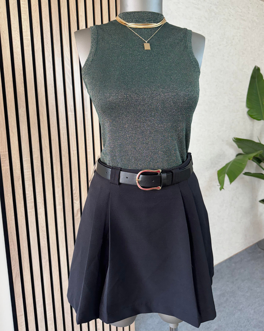 BLUZ /BODYYEŞİL SİMLİ SIFIRKOL BODY