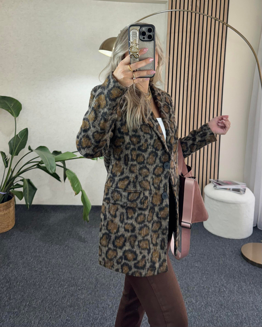 CEKETPremium Kalite Leopar Kaşe Ceket