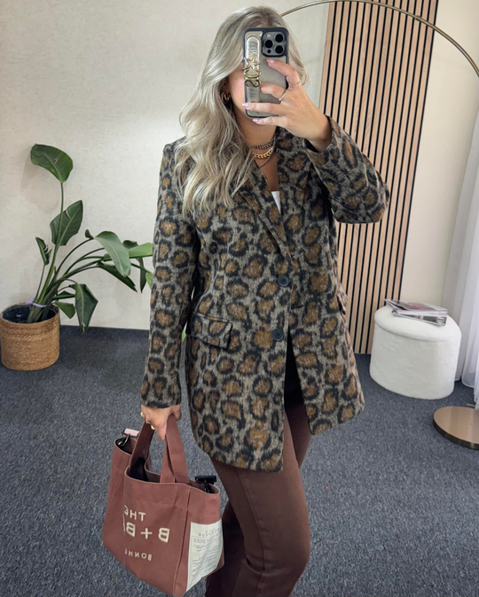 CEKETPremium Kalite Leopar Kaşe Ceket