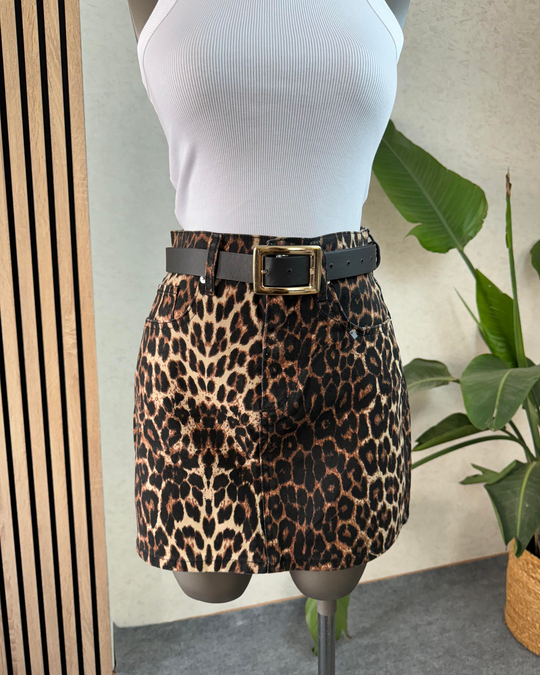 ETEKOrjinal Marka Ultra Mini Leopar Desenli Etek
