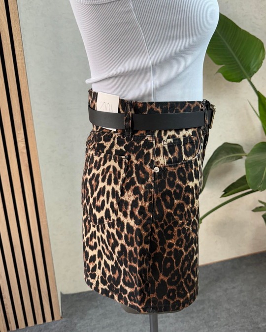 ETEKOrjinal Marka Ultra Mini Leopar Desenli Etek