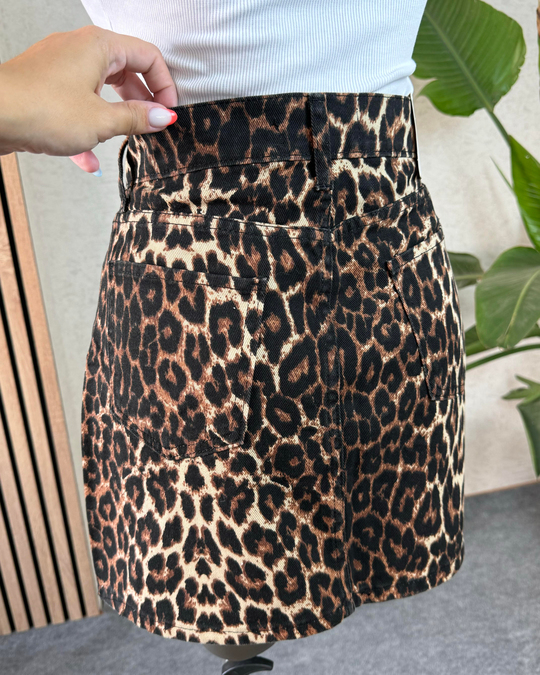 ETEKOrjinal Marka Ultra Mini Leopar Desenli Etek