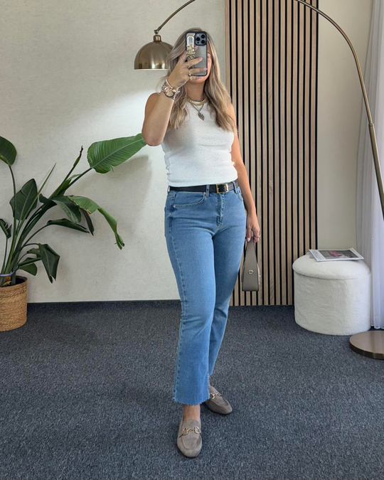 JEANAçık Mavi Orjinal Marka Etiketli Yüksek bel Vücudu toparlayan full likralı Boyfit jean Pantolon