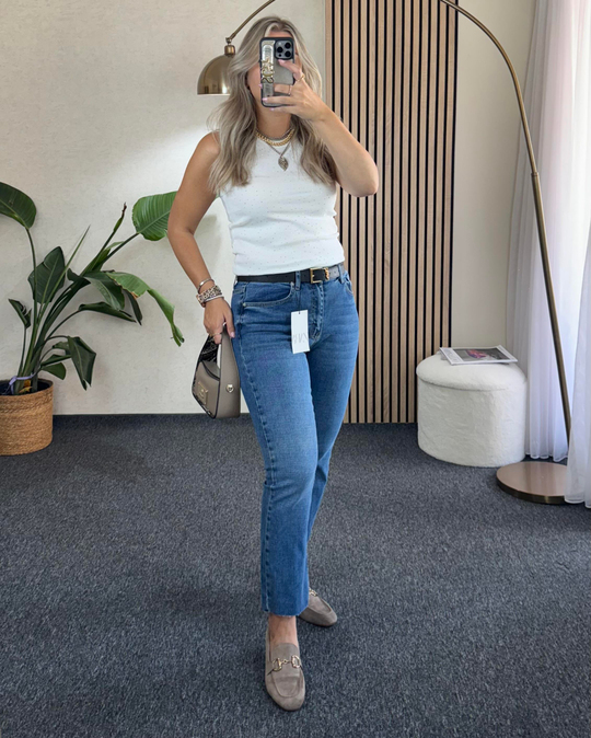 JEANMavi Orjinal Marka Etiketli Yüksek bel Vücudu toparlayan full likralı Boyfit jean Pantolon