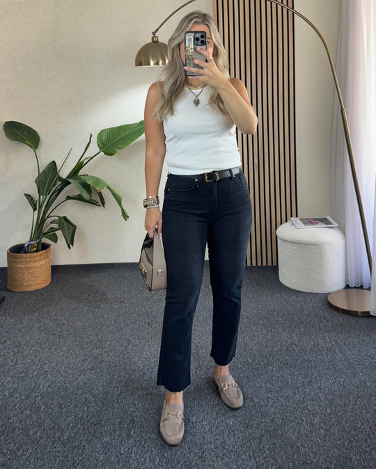 JEANSiyah Orjinal Marka Etiketli Yüksek bel Vücudu toparlayan full likralı Boyfit jean Pantolon