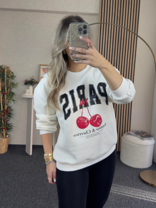 SWEATSHİRTPARİS BASKILI EKRU 3 İPLİKLİ SWEATSHİRT