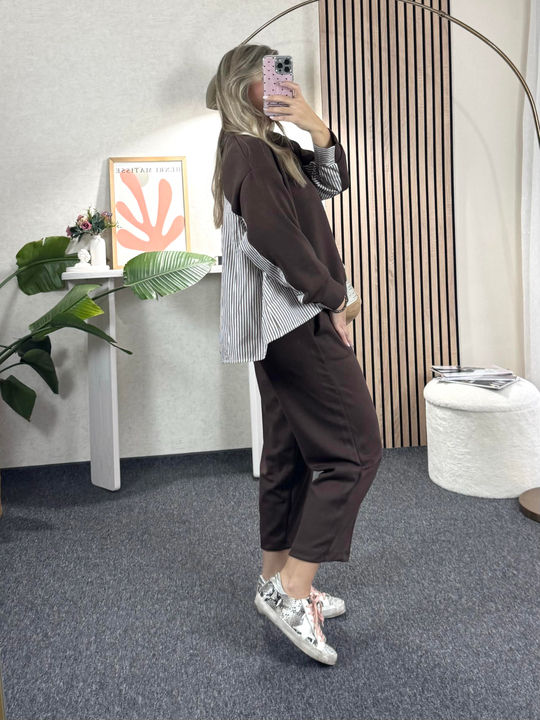 TAKIMKahverengi Garnili Oversize Takım