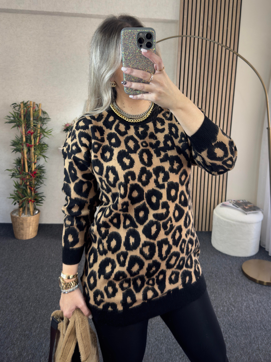 TRİKO/KAZAKTABA LEOPAR TUNİK KAZAK