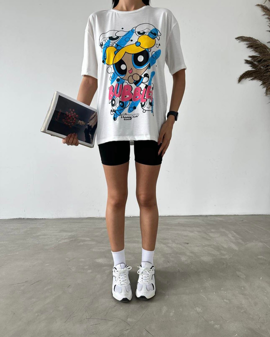 TSHİRTPower girl detaylı pamuklu tshirt