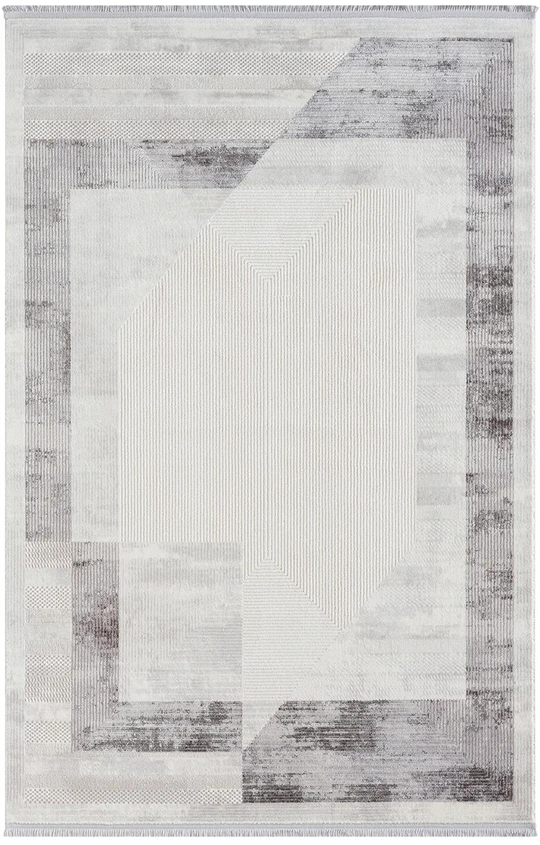 Karmen Halı Dark Mavi Geometrik Detaylı Triko Akrilik Tozu Az Gri