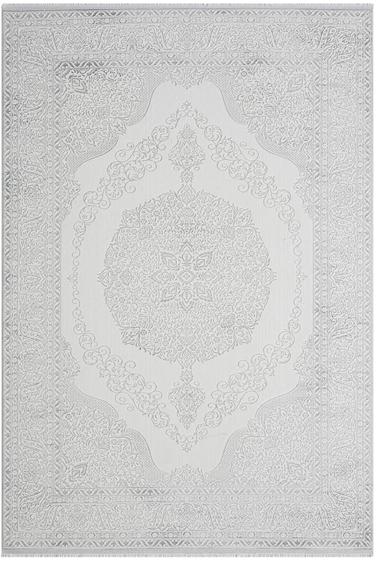 Karmen Halı Zenith Lacivert Detaylı Pamuk Taban Gri Salon Halısı