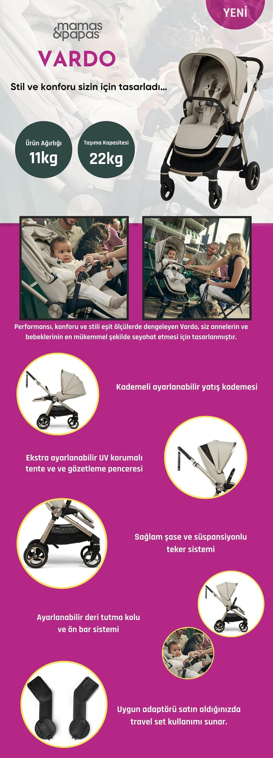 Mamas & Papas Vardo Bebek Arabası Shell - Hafif ve Konforlu | Bebe