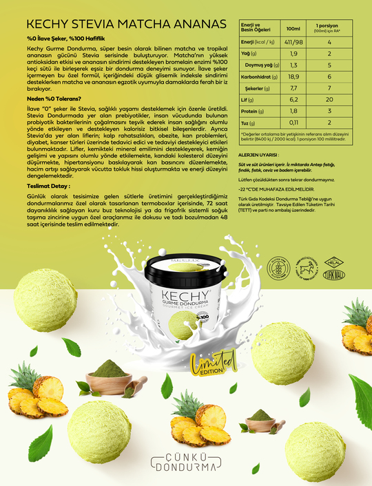 Kechy Gurme Dondurma - Stevia Matcha Ananas