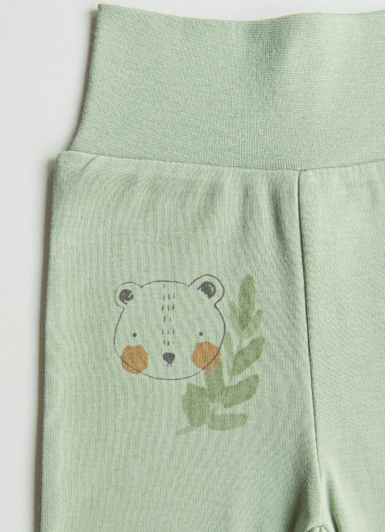 Organik Cute Bear 3lü Patikli Pantolon Yeşil