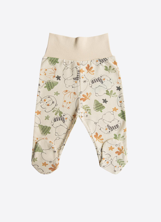 Organik Cute Bear 3lü Patikli Pantolon Yeşil