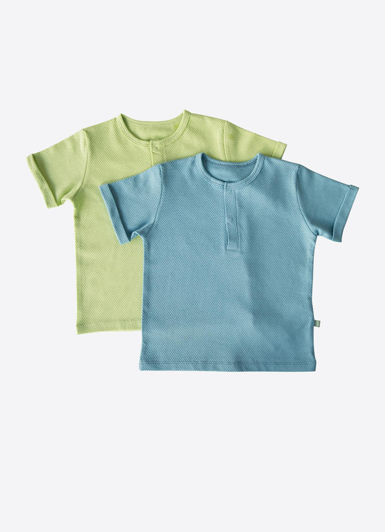 Organik Dorian 2li T-Shirt Mavi-Yeşil