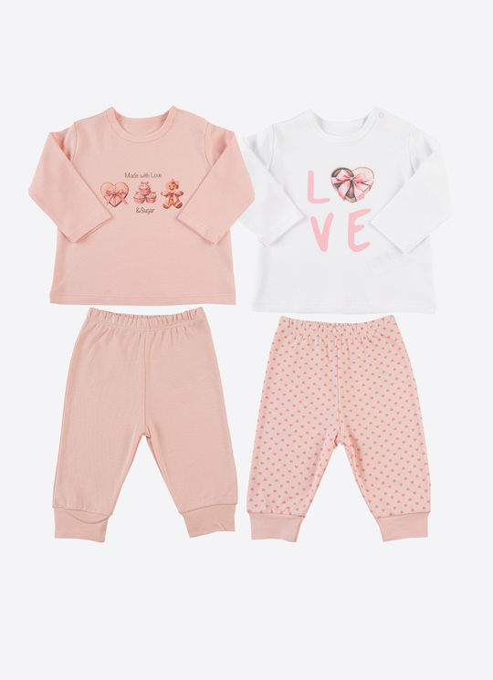 Organik Love & Sugar 4lü Takım Pembe