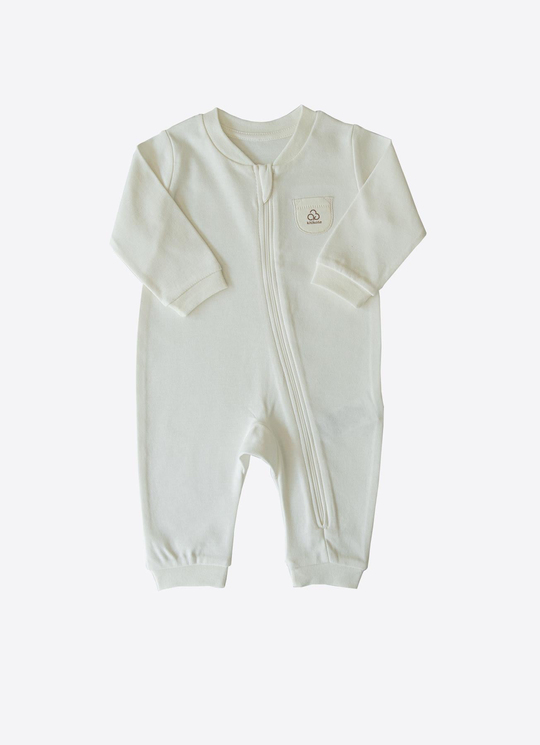 Organik New Basic Fermuarlı Tulum Ekru