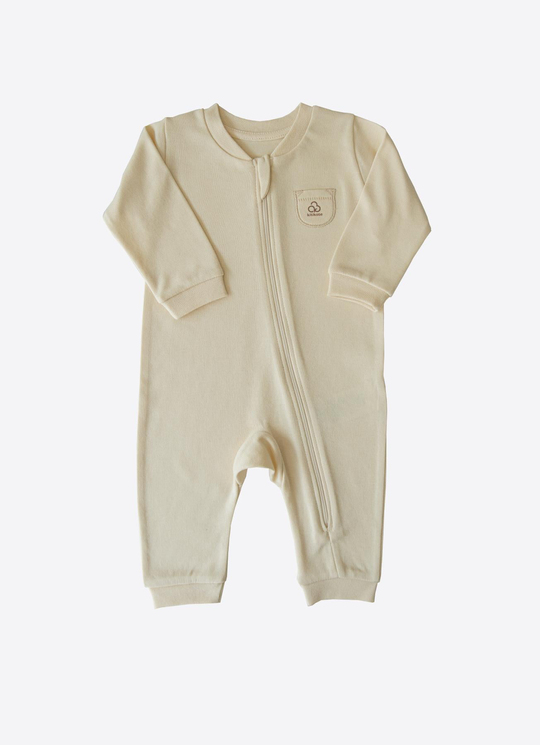 Organik New Basic Fermuarlı Tulum Natural