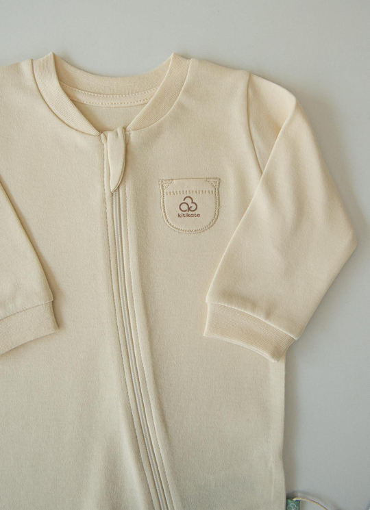 Organik New Basic Fermuarlı Tulum Natural