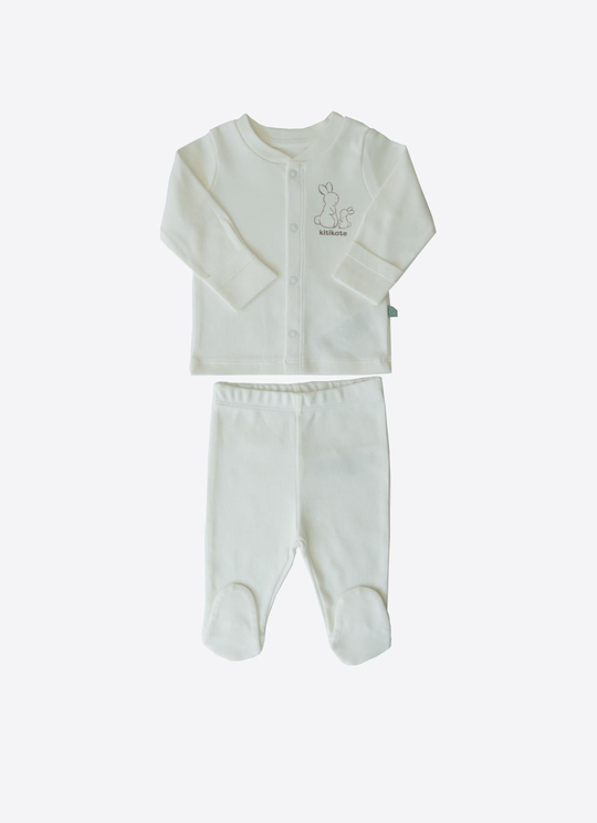 Organik New Basic Pijama Takımı Ekru